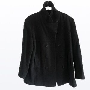 Wool Cashmere Blend Black Size Large Pea Coat